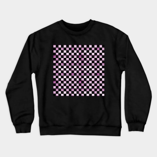 Black and Hot Pink Checkered Wood Pattern Crewneck Sweatshirt by Lucy